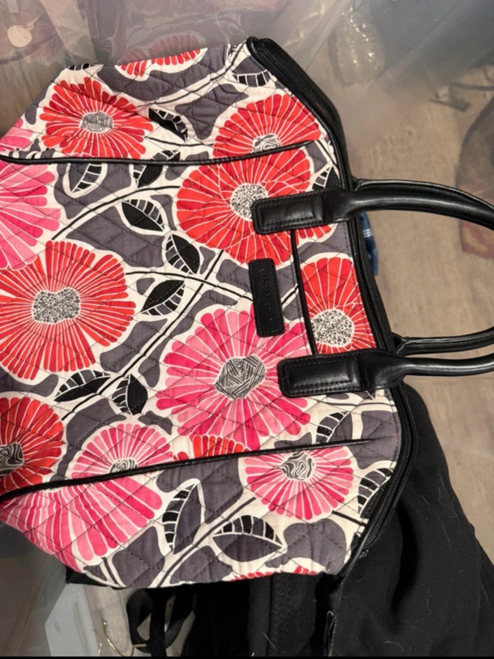 Vera Bradley Floral Quilted Tote Bag in Pink & Red
